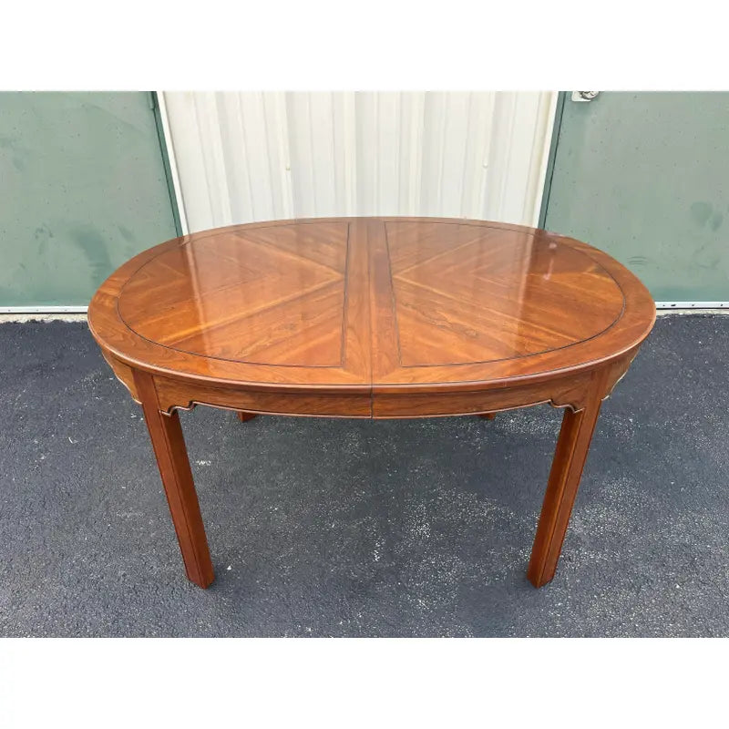 1980s Ethan Allen Canova Campaign Cherry Extension Dining Table