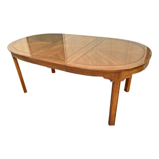 1980s Ethan Allen Canova Campaign Cherry Extension Dining Table