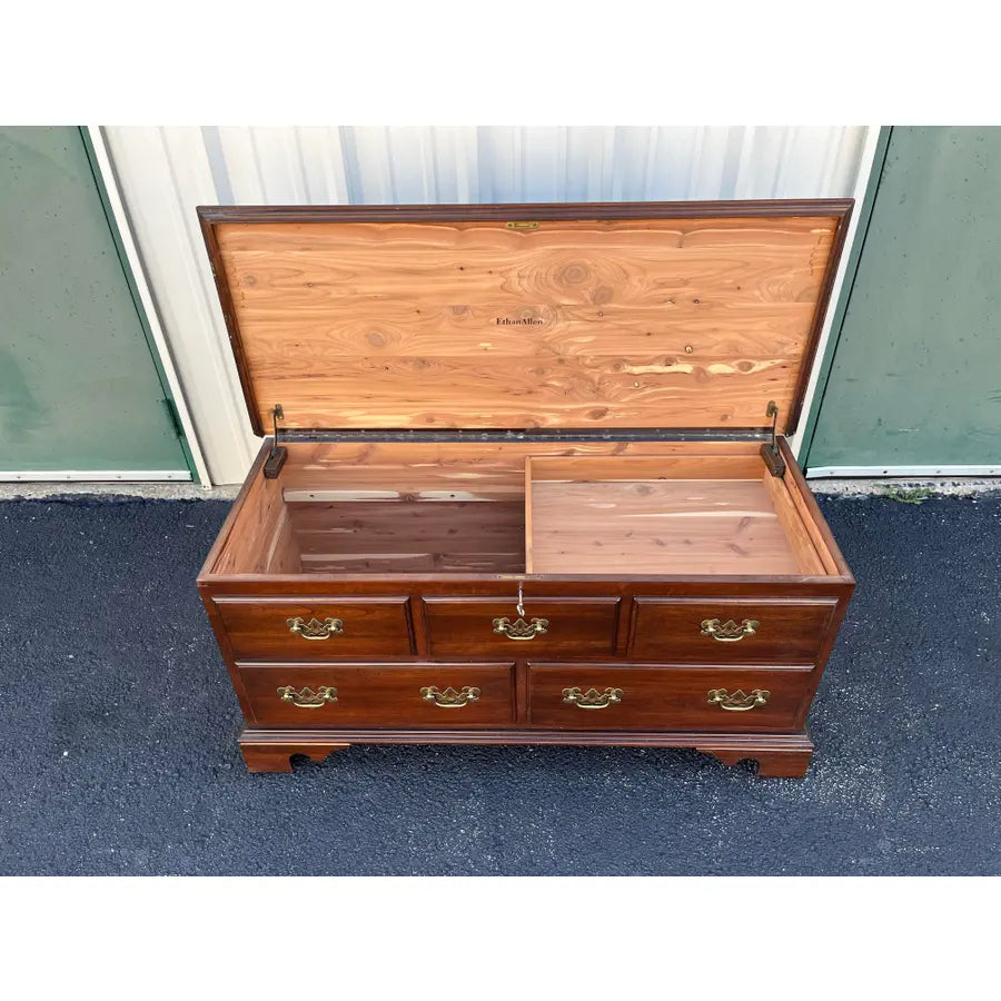 1980s Ethan Allen Georgian Court Cherry Blanket Chest