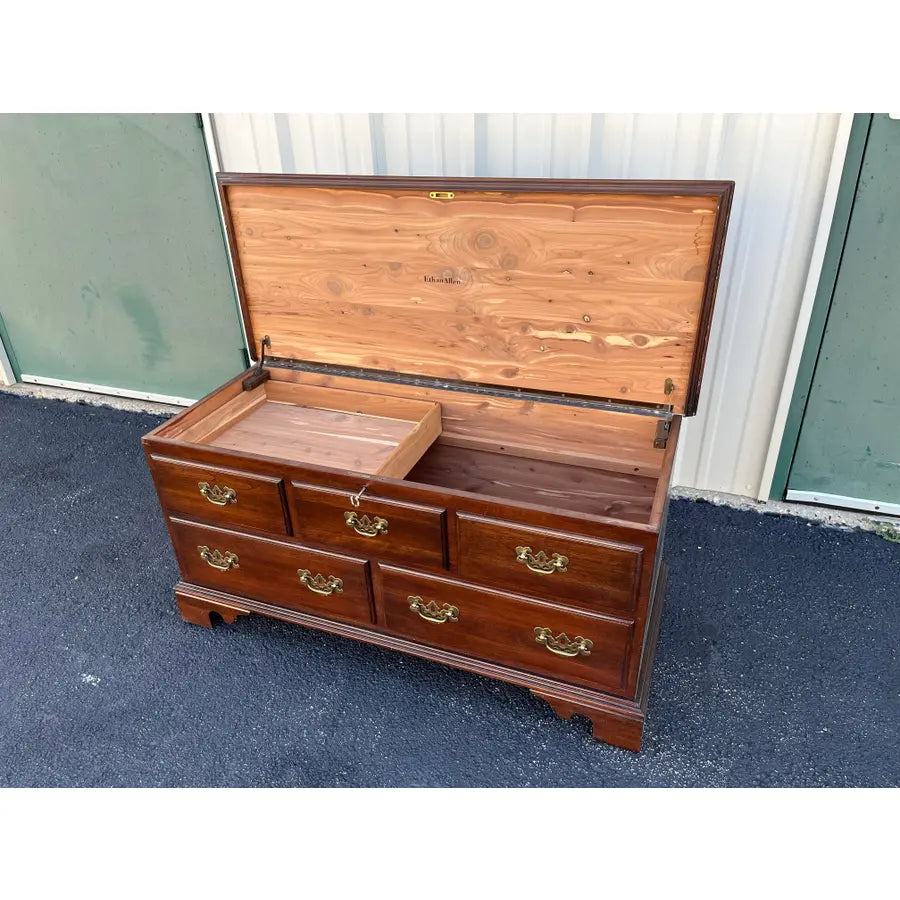 1980s Ethan Allen Georgian Court Cherry Blanket Chest