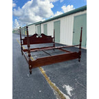 1980s Ethan Allen Georgian Court Cherry King Poster Bed Frame