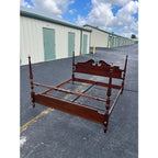 1980s Ethan Allen Georgian Court Cherry King Poster Bed Frame