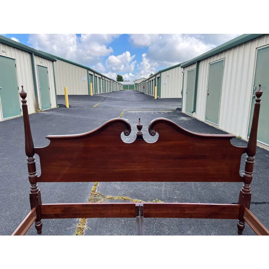 1980s Ethan Allen Georgian Court Cherry King Poster Bed Frame