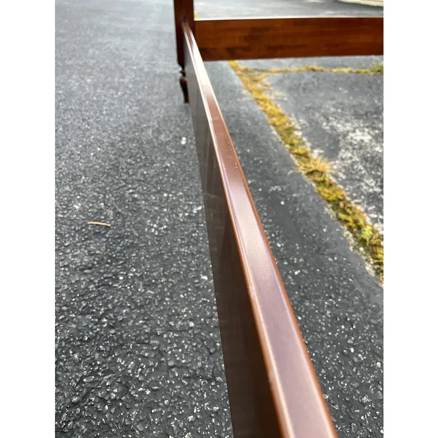 1980s Ethan Allen Georgian Court Cherry King Poster Bed Frame