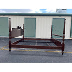 1980s Ethan Allen Georgian Court Cherry King Poster Bed Frame