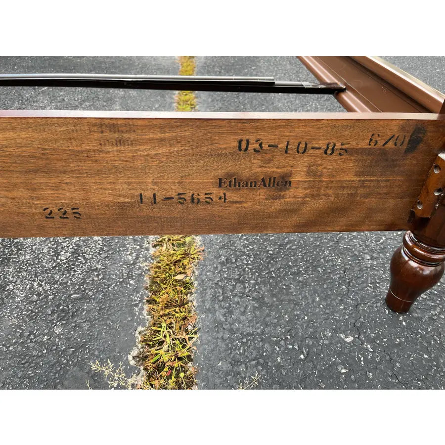 1980s Ethan Allen Georgian Court Cherry King Poster Bed Frame