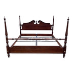 1980s Ethan Allen Georgian Court Cherry King Poster Bed Frame