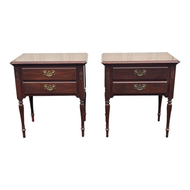 1980s Ethan Allen Georgian Court Cherry Nightstands- A Pair