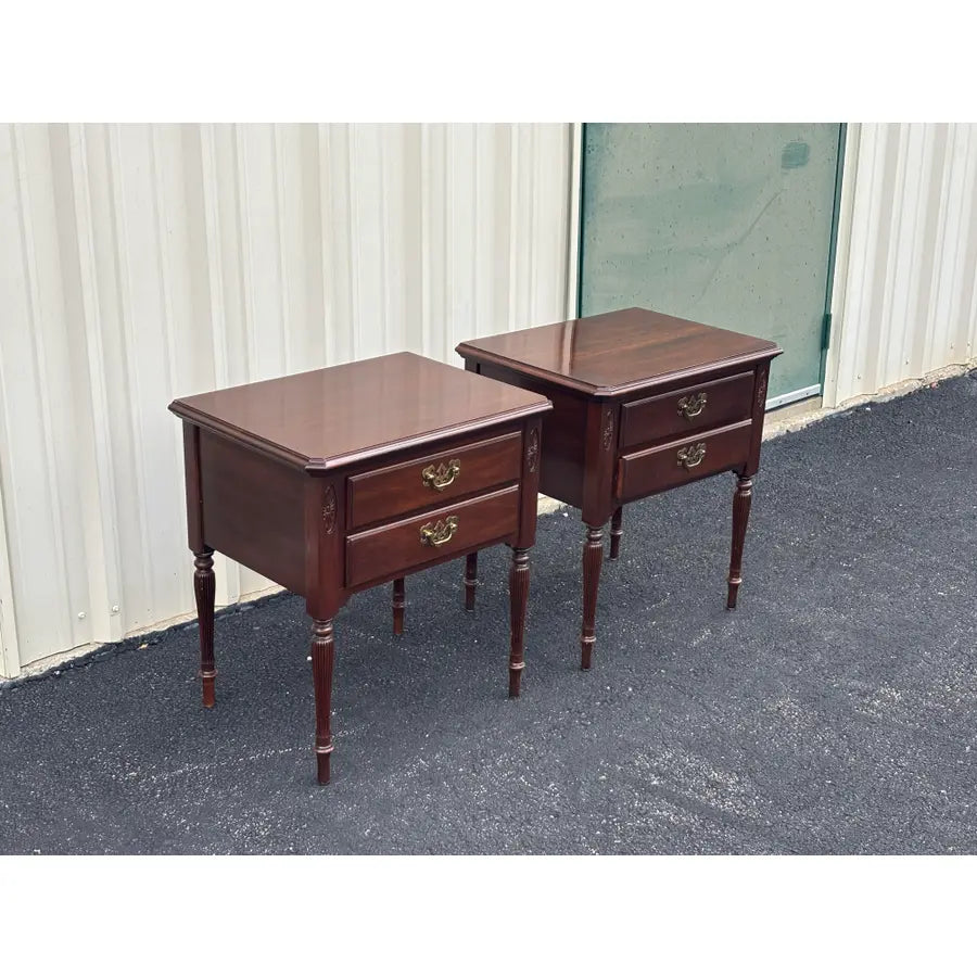 1980s Ethan Allen Georgian Court Cherry Nightstands- A Pair