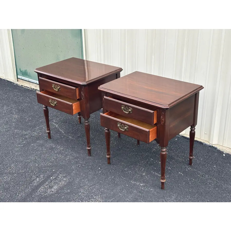 1980s Ethan Allen Georgian Court Cherry Nightstands- A Pair