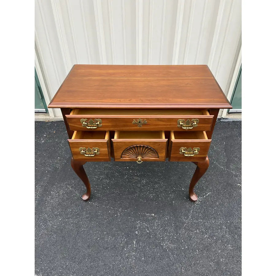 1980s Harden Queen Anne Style New England Cherry Lowboy Chest of Drawers