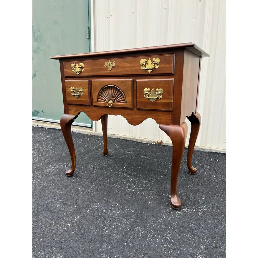 1980s Harden Queen Anne Style New England Cherry Lowboy Chest of Drawers