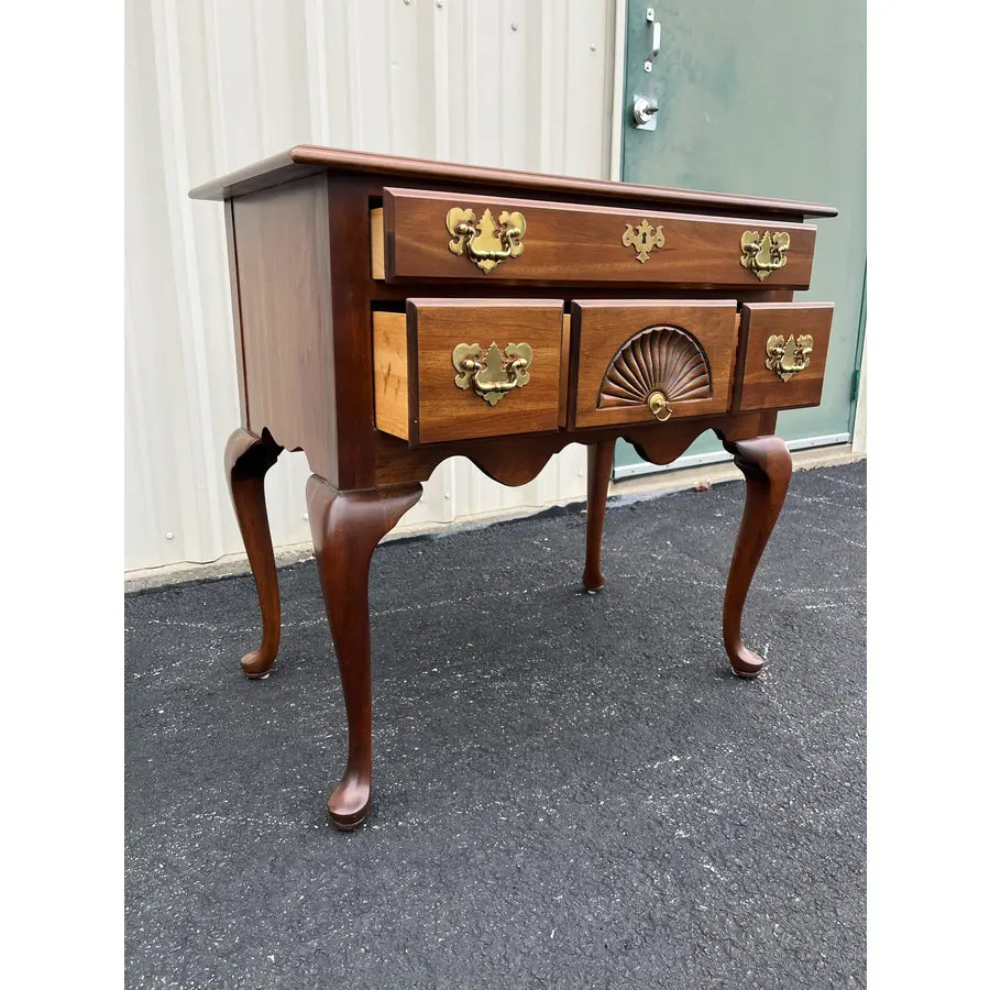 1980s Harden Queen Anne Style New England Cherry Lowboy Chest of Drawers