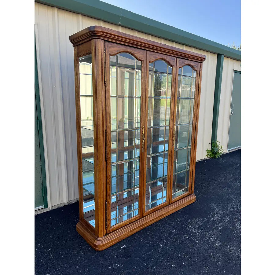 1980s Monumental American of Martinsville Grand Oak Lighted Curio Display