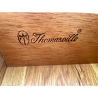 1980s Thomasville Oak 9 Drawer Long Dresser and Tri-Fold Mirror