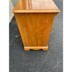 1980s Thomasville Oak 9 Drawer Long Dresser and Tri-Fold Mirror