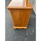 1980s Thomasville Oak 9 Drawer Long Dresser and Tri-Fold Mirror