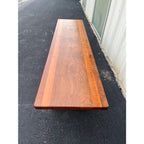 1980s Vintage Walnut and Cherry Bench- 7 Foot Long