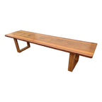 1980s Vintage Walnut and Cherry Bench- 7 Foot Long