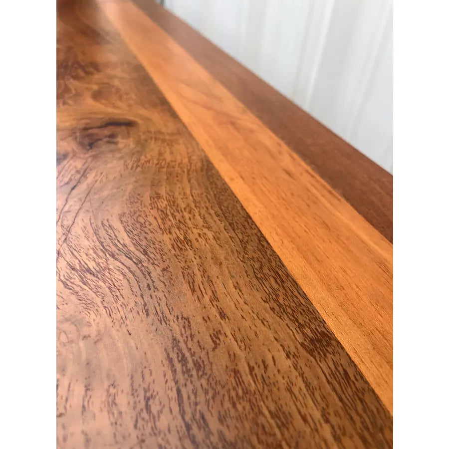 1980s Vintage Walnut and Cherry Bench- 7 Foot Long