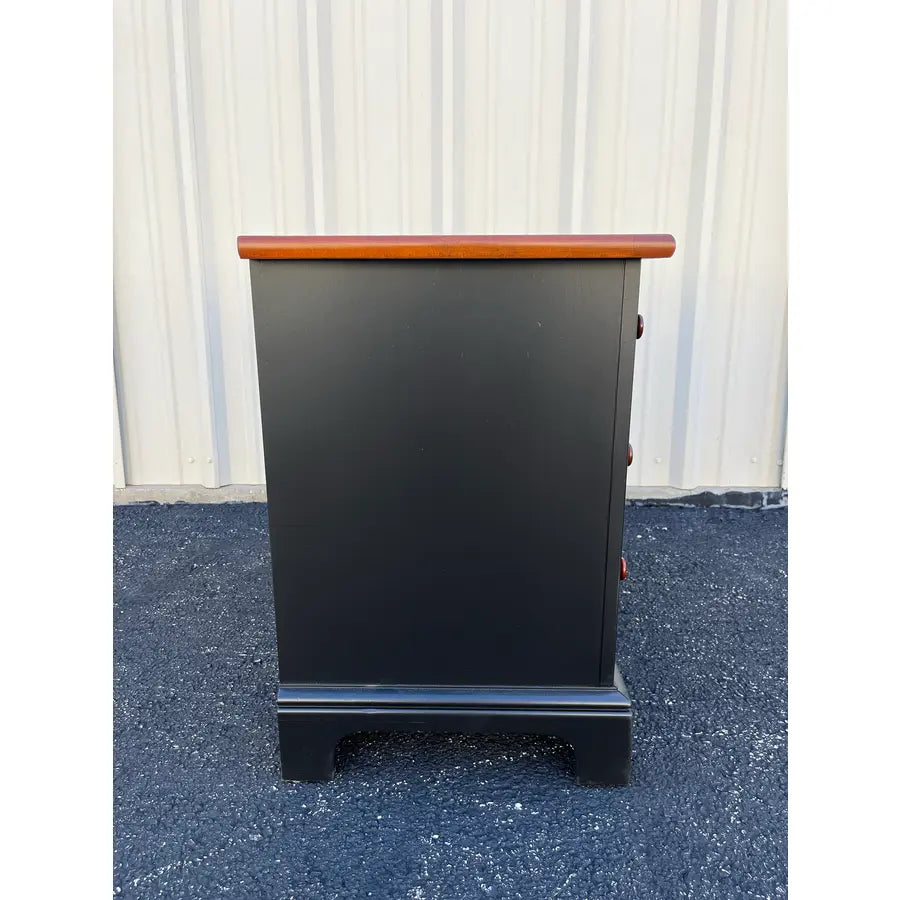 1990's Pair of Stanley Furniture Black and Cherry Nightstands