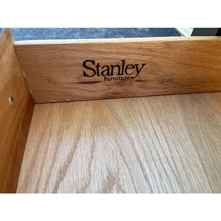 1990's Pair of Stanley Furniture Black and Cherry Nightstands