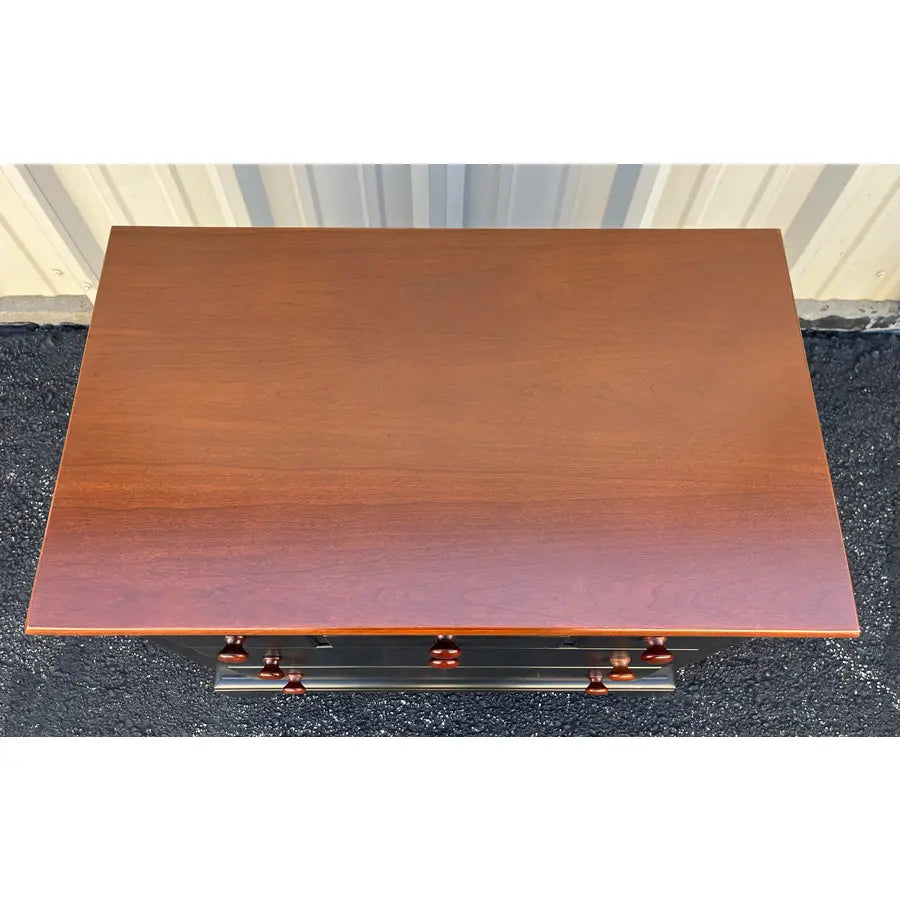 1990's Pair of Stanley Furniture Black and Cherry Nightstands