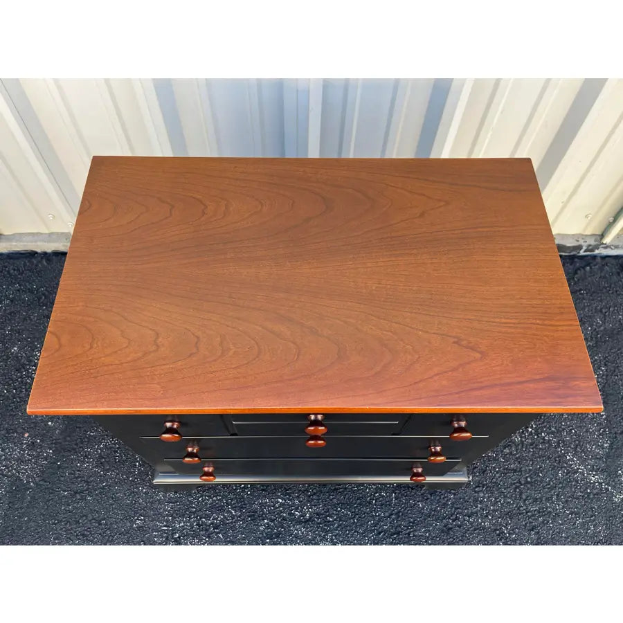 1990's Pair of Stanley Furniture Black and Cherry Nightstands