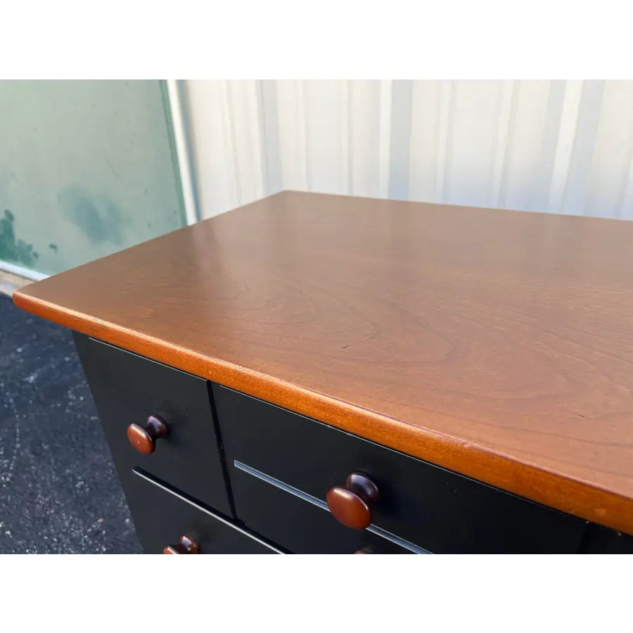 1990's Pair of Stanley Furniture Black and Cherry Nightstands