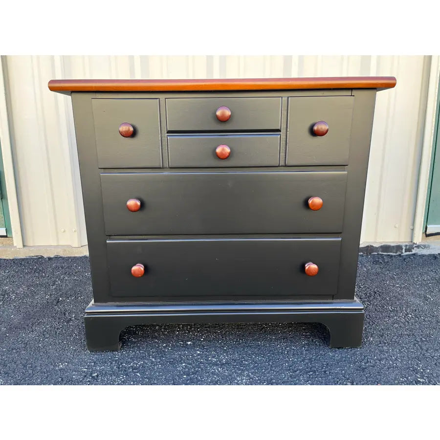 1990's Pair of Stanley Furniture Black and Cherry Nightstands