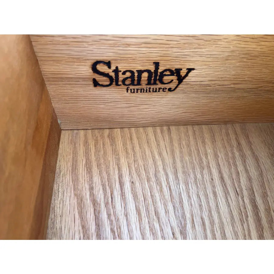 1990's Stanley Furniture 13-Drawer Black and Cherry Tall Chest of Drawers With Dressing Mirror