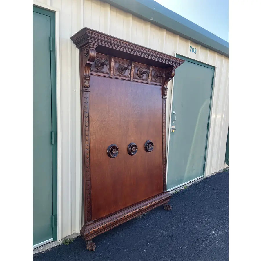 19th Century French Wall-Mount Clawfoot Walnut Hall Tree Coat Rack