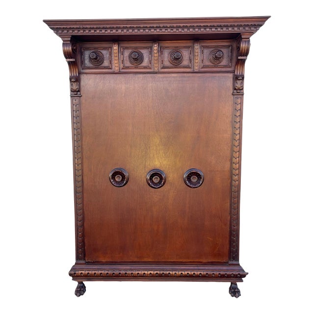 19th Century French Wall-Mount Clawfoot Walnut Hall Tree Coat Rack