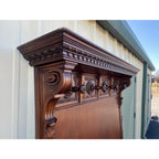 19th Century French Wall-Mount Clawfoot Walnut Hall Tree Coat Rack