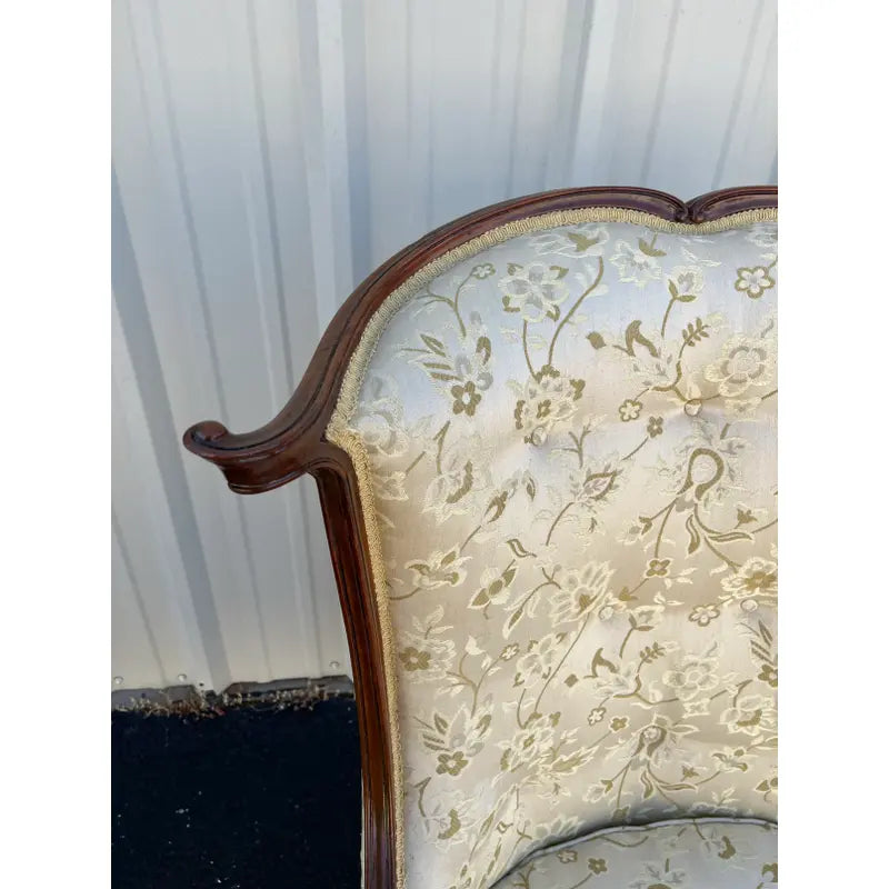 19th Century Mahogany Upholstered Rams Horn Arm Chairs- A Pair