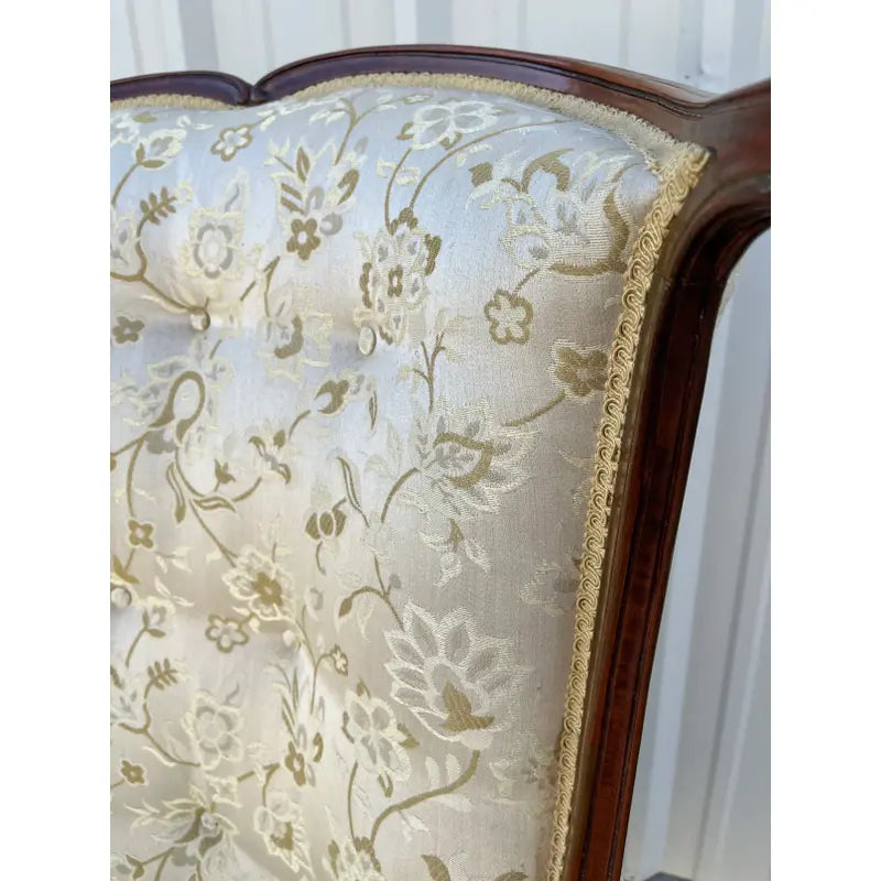 19th Century Mahogany Upholstered Rams Horn Arm Chairs- A Pair