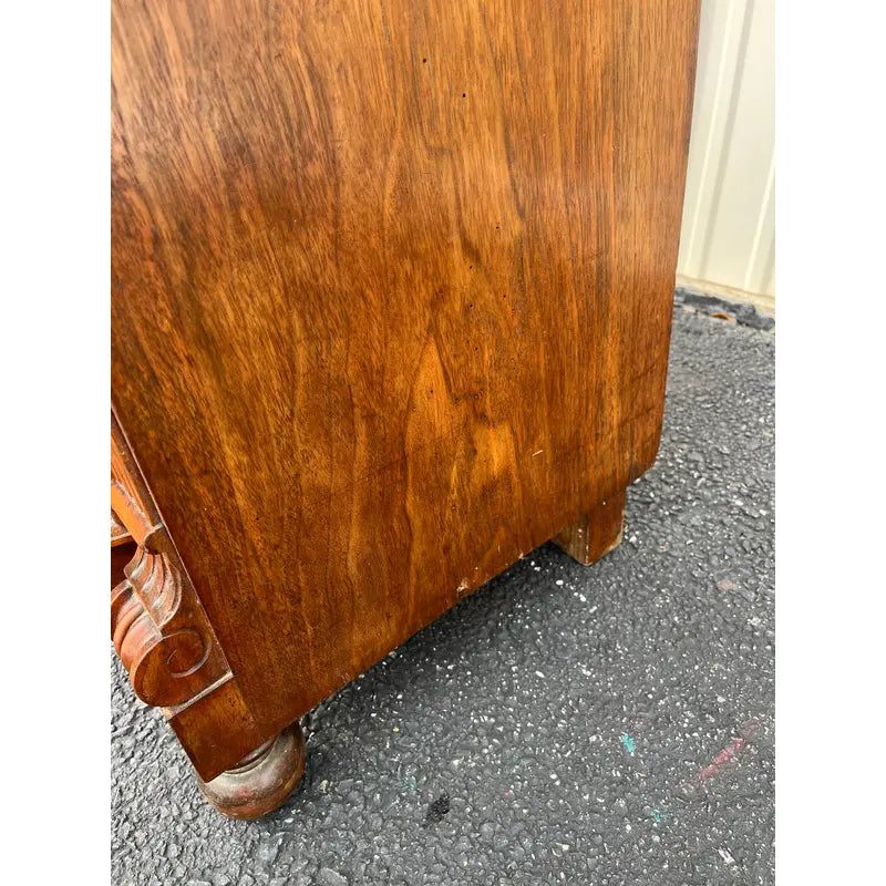 19th Century Walnut Burlwood Wardrobe Dresser