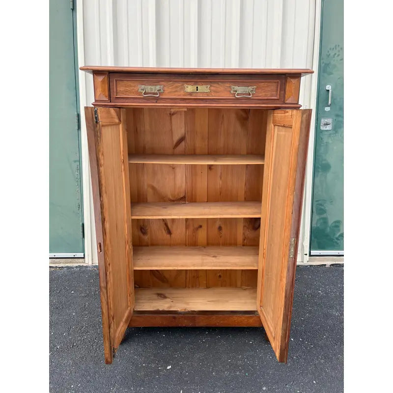 19th Century Walnut Burlwood Wardrobe Dresser