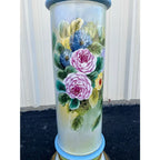 32" Porcelain Capodimonte Flower Painted Pedestals - A Pair