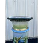 32" Porcelain Capodimonte Flower Painted Pedestals - A Pair