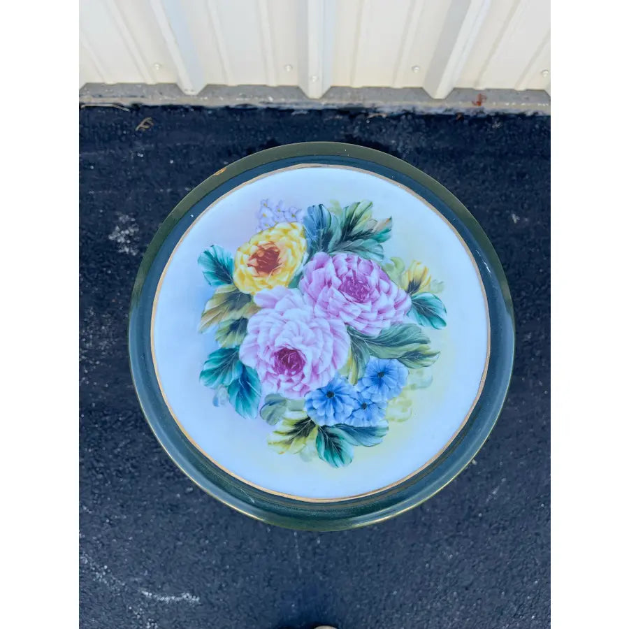 32" Porcelain Capodimonte Flower Painted Pedestals - A Pair