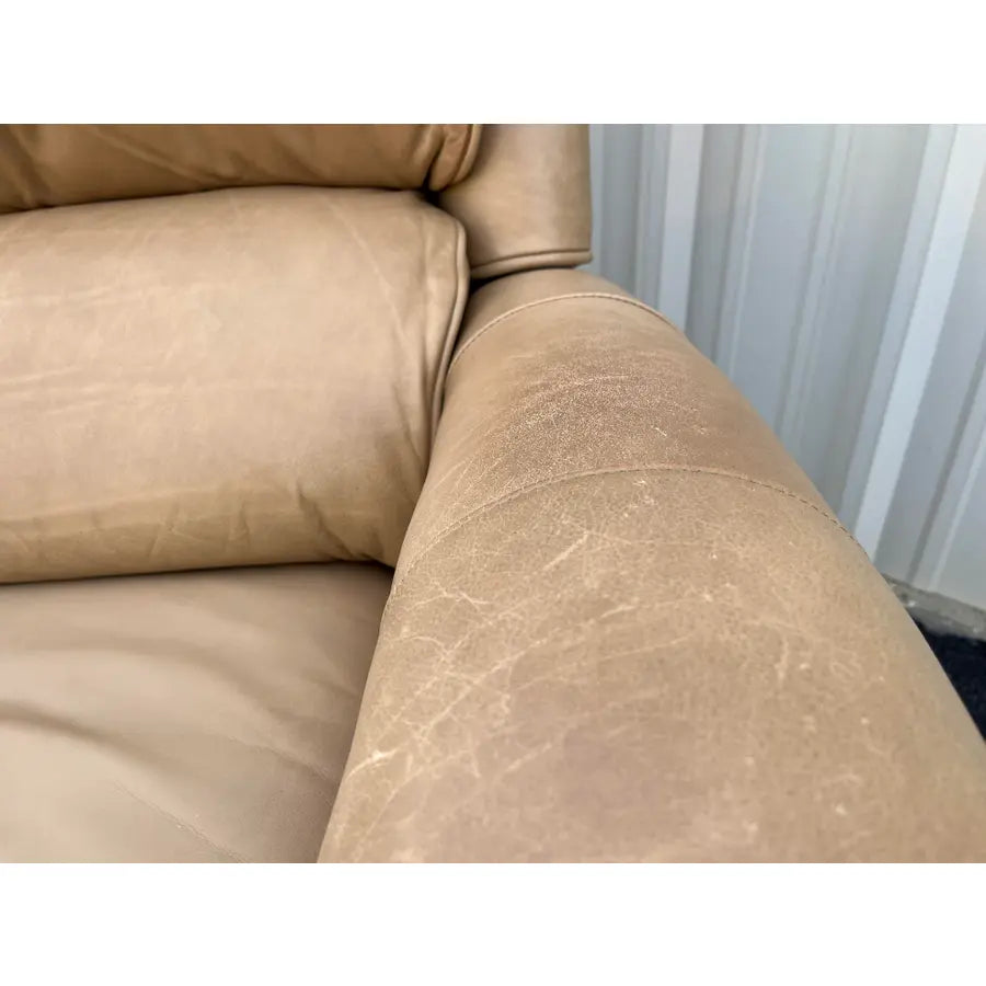 A Pair of Bradington Young Leather Recliners and Ottomans- 1990's