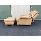 A Pair of Bradington Young Leather Recliners and Ottomans- 1990's