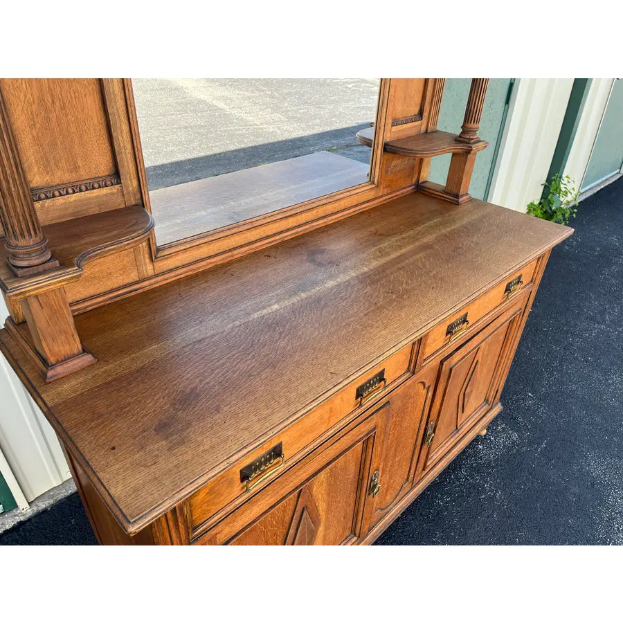 Antique Arts and Crafts Quartersawn Oak Sideboard Buffet