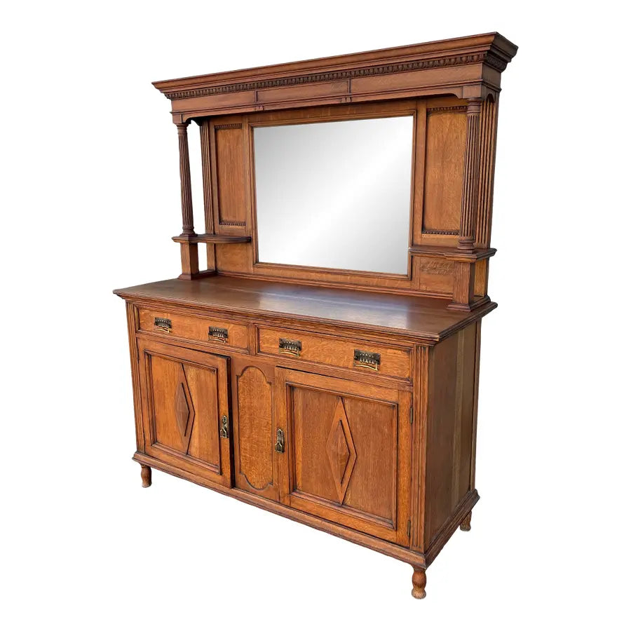 Antique Arts and Crafts Quartersawn Oak Sideboard Buffet