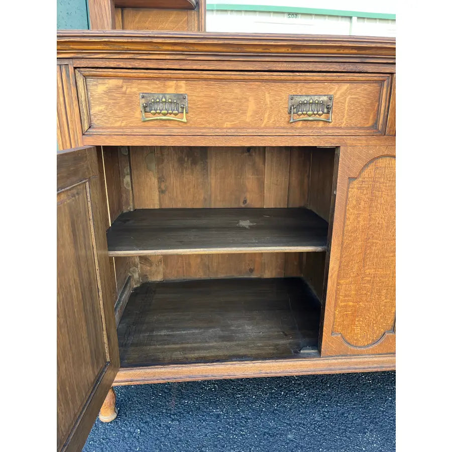 Antique Arts and Crafts Quartersawn Oak Sideboard Buffet