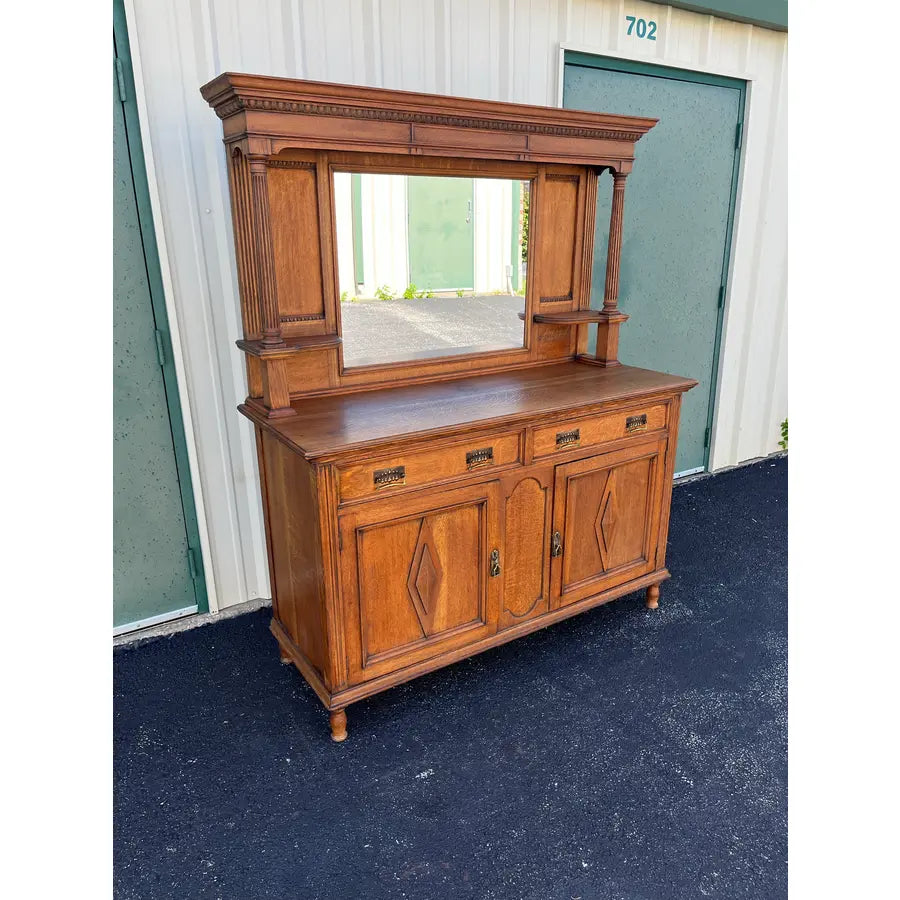 Antique Arts and Crafts Quartersawn Oak Sideboard Buffet