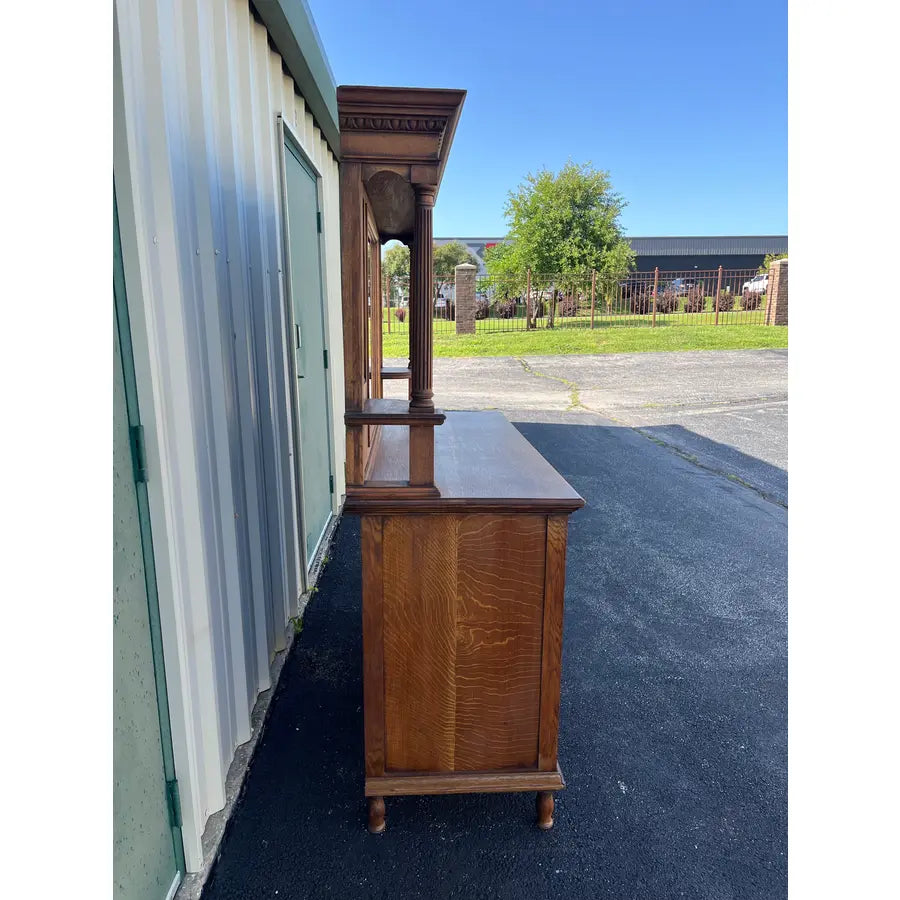 Antique Arts and Crafts Quartersawn Oak Sideboard Buffet