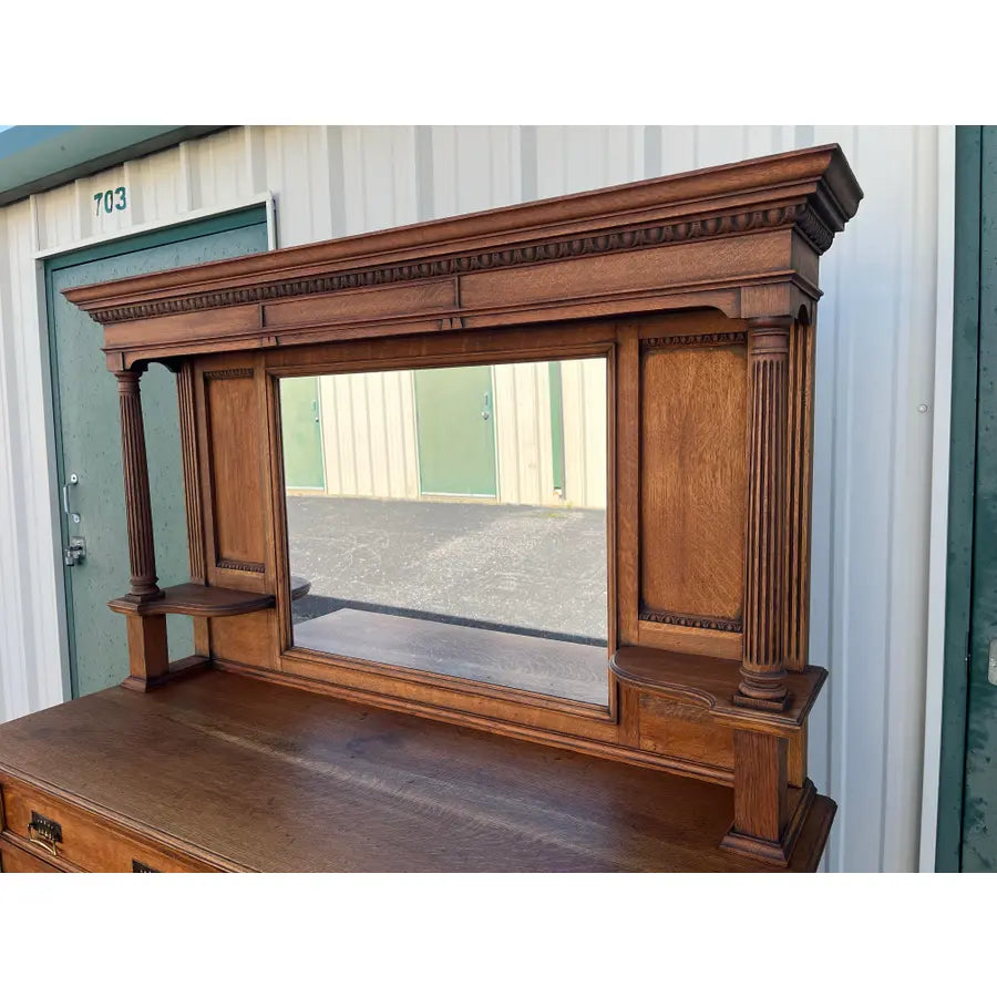 Antique Arts and Crafts Quartersawn Oak Sideboard Buffet
