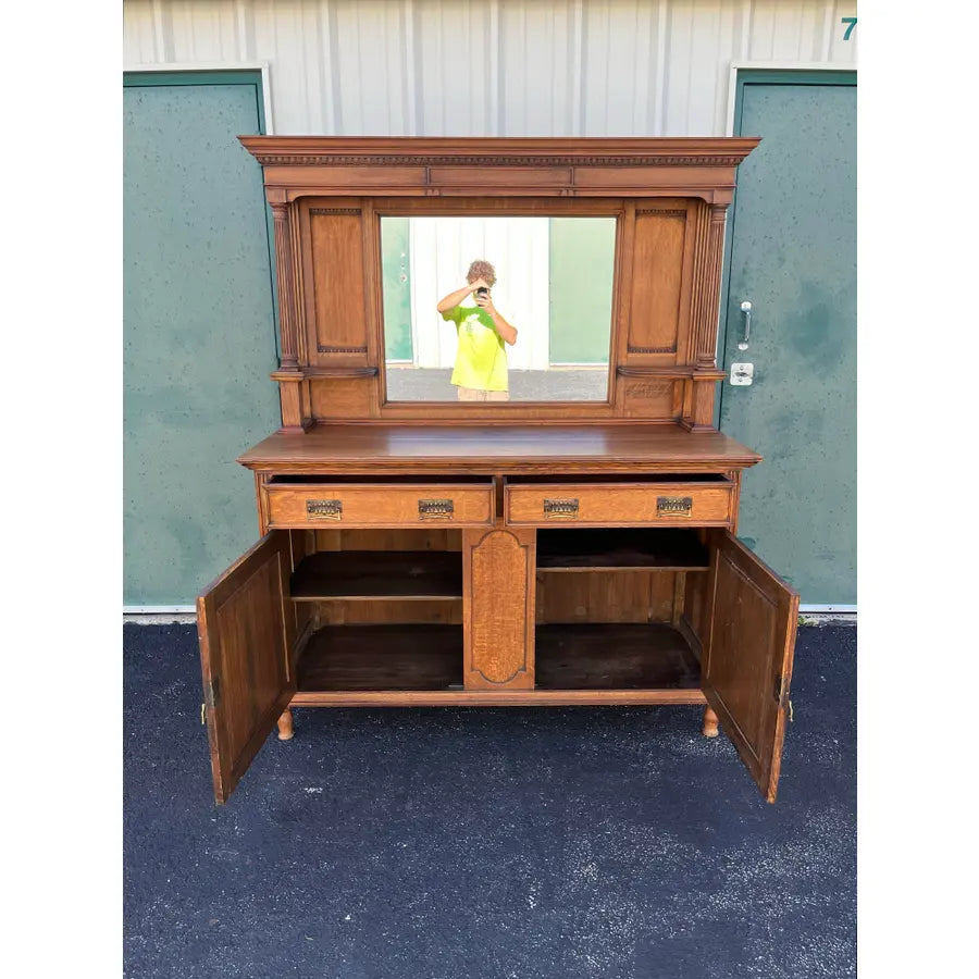 Antique Arts and Crafts Quartersawn Oak Sideboard Buffet